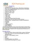 Packing List